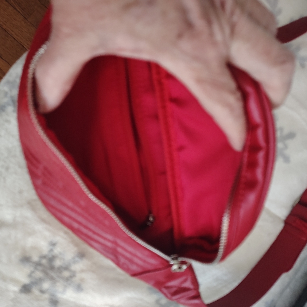 Red Quilted Women's Belt Bag Crossbody - Picture 4 of 8